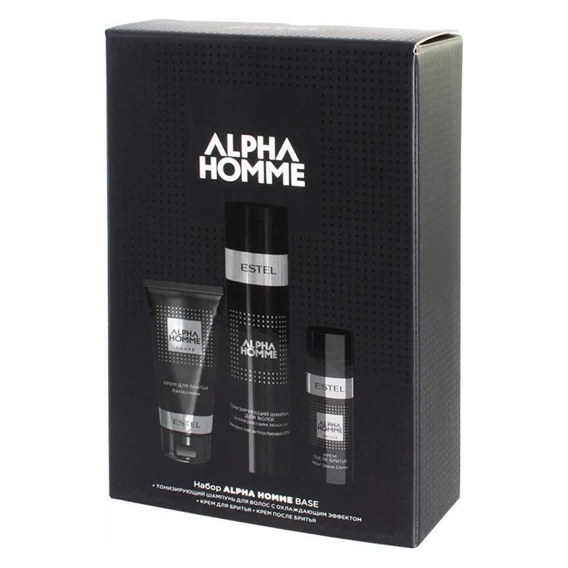 Estel, Alpha Homme Base - набор (тонизирующий шампунь, крем для бритья, крем после бритья)