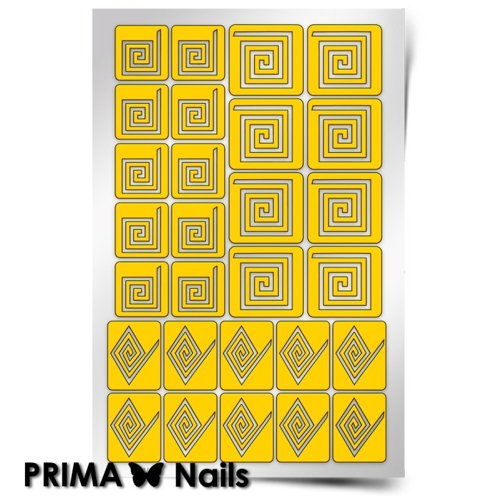 PrimaNails, Трафарет для дизайна ногтей (Спирали "Квадрат")