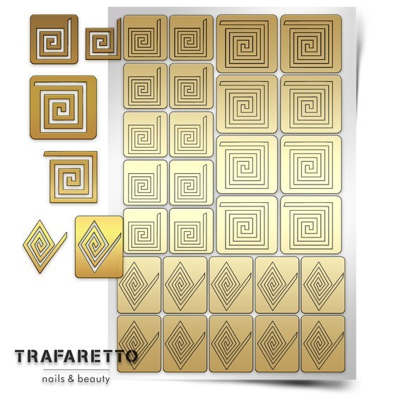 Trafaretto (Prima nails), трафарет для дизайна ногтей (Спирали "Квадрат")