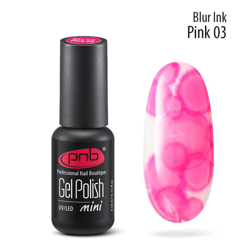 PNB, Blur Ink - акварельные капли для дизайна ногтей №3 (розовые), 4 мл