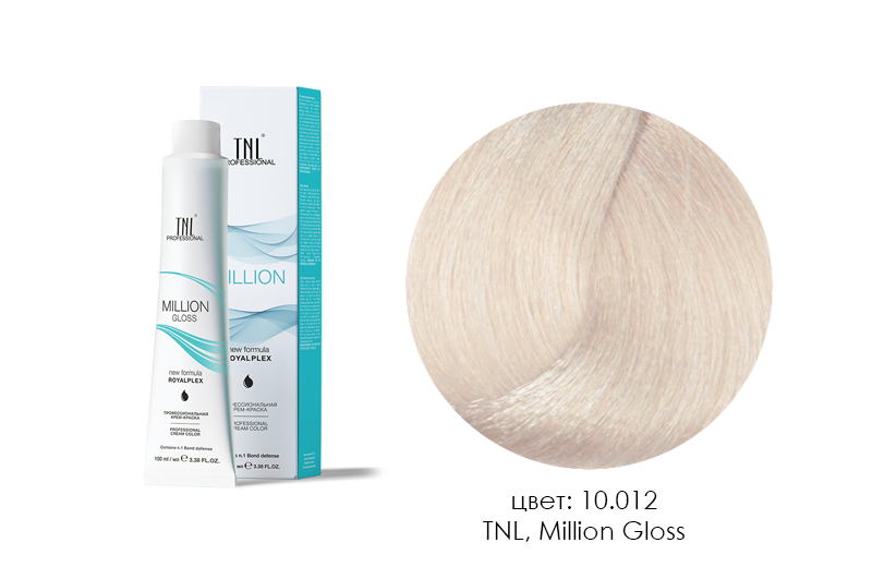 TNL, Million Gloss - крем-краска для волос (10.012 Платин. блонд прозрачн.пепел.перламутр.), 100 мл