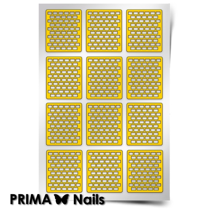 PrimaNails, Трафарет для дизайна ногтей (Принт «Кирпичики 1»)