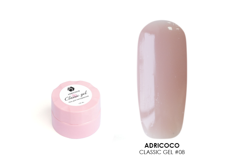 Adricoco, моделирующий гель (№08 камуфлирующий пепельный розовый), 10 мл