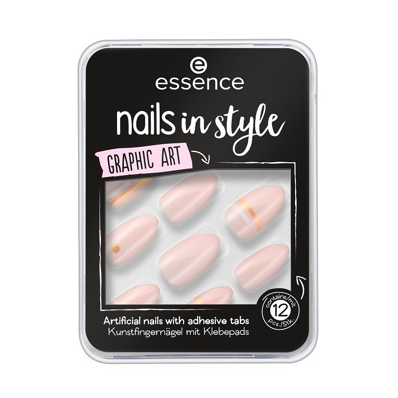 Essence, nails in style — накладные ногти на клейкой основе (розовый с наклейками т.09)
