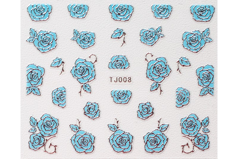 Объемные наклейки, голубой с серебром (tjbs008)