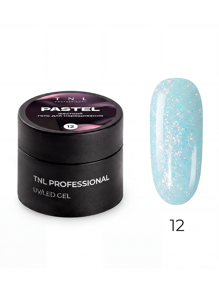 TNL, Pastel - жесткий гель для наращивания с поталью №12 (голубая лагуна), 15 мл TNL, Pastel - жесткий гель для наращивания с поталью №12 (голубая лагуна), 15 мл