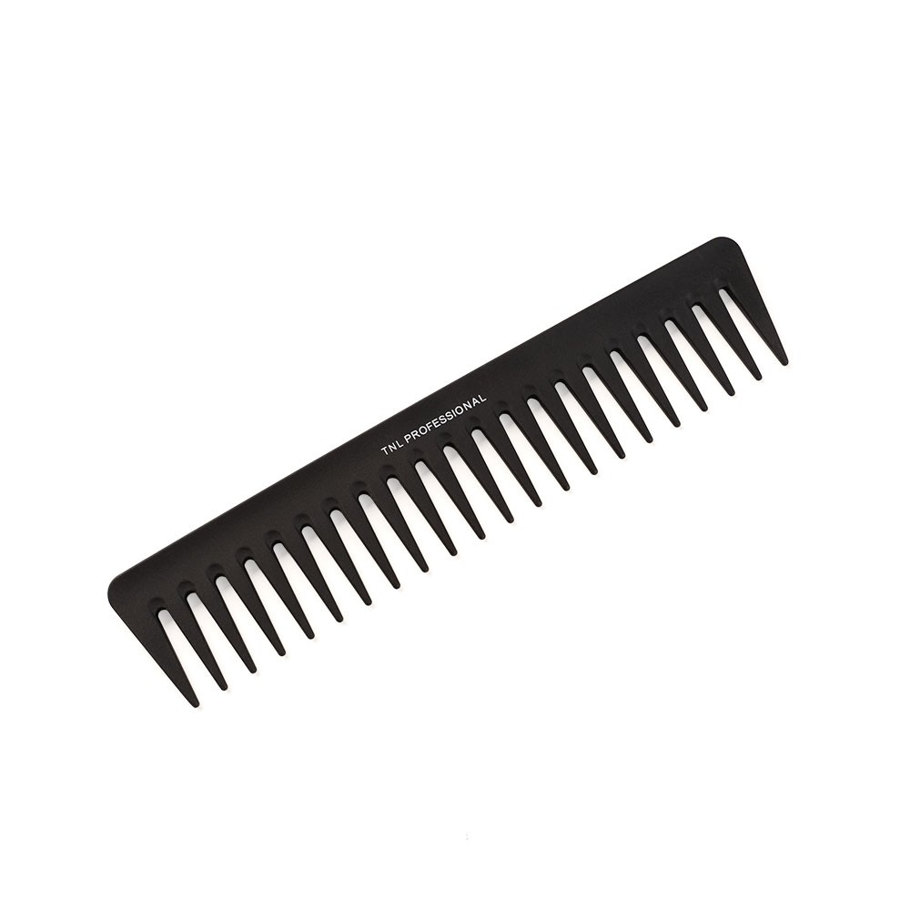 TNL, расческа для волос с широкими зубьями карбон (черная, 189 мм)