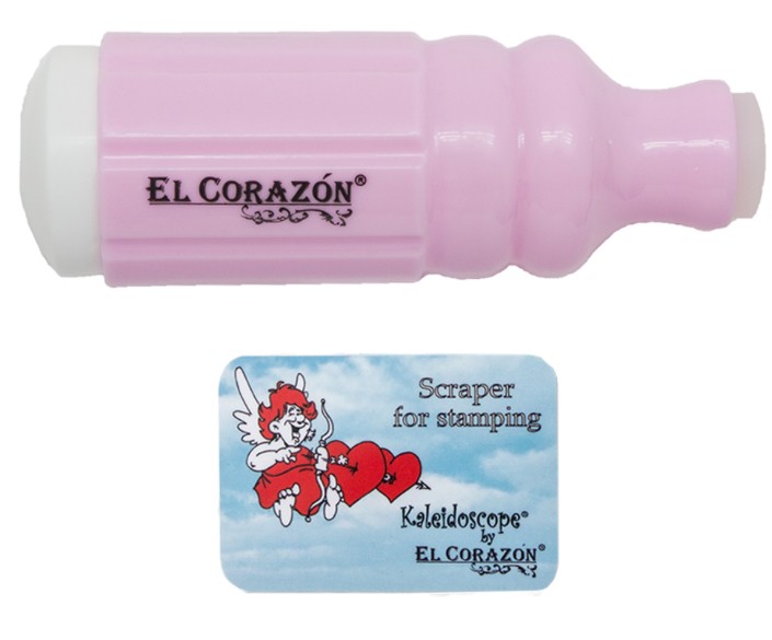 EL Corazon, двухсторонний штамп цилиндр + скрапер Ksst02 (розовый)
