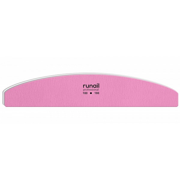 RuNail, пилка для искусственных ногтей (розовая, полукруглая, 100/180)
