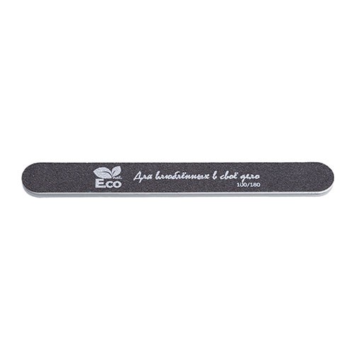 E.co Nails, пилка для ногтей с надписью прямая (100/180 чёрная)