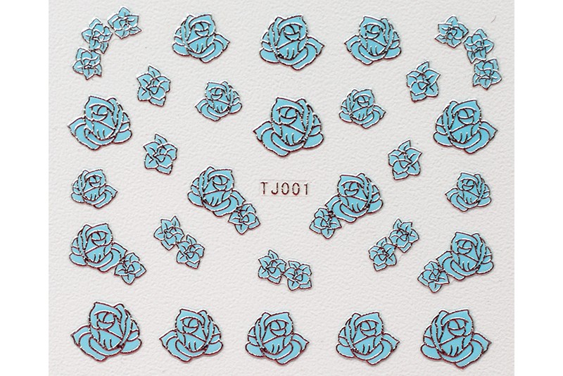 Объемные наклейки, голубой с серебром (tjbs001)