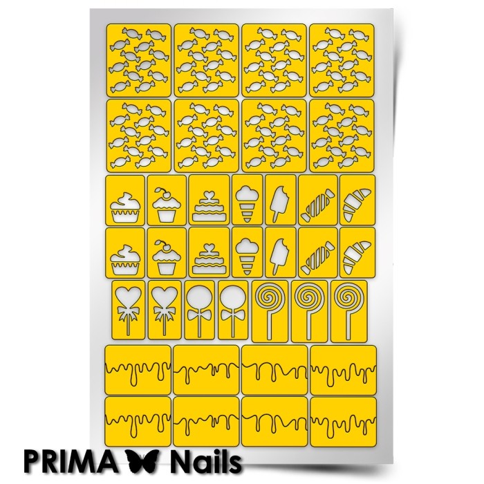PrimaNails, Трафарет для дизайна ногтей (Кондитерская)