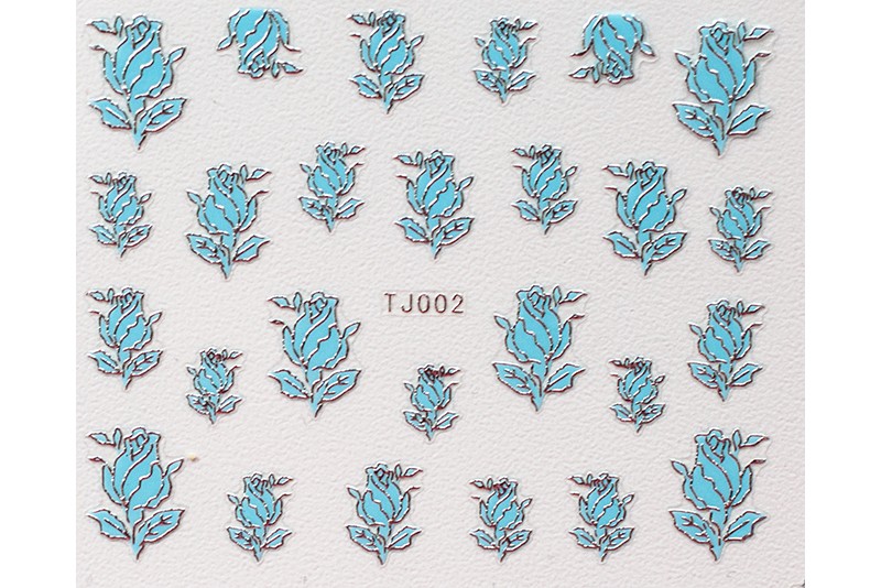 Объемные наклейки, голубой с серебром (tjbs002)