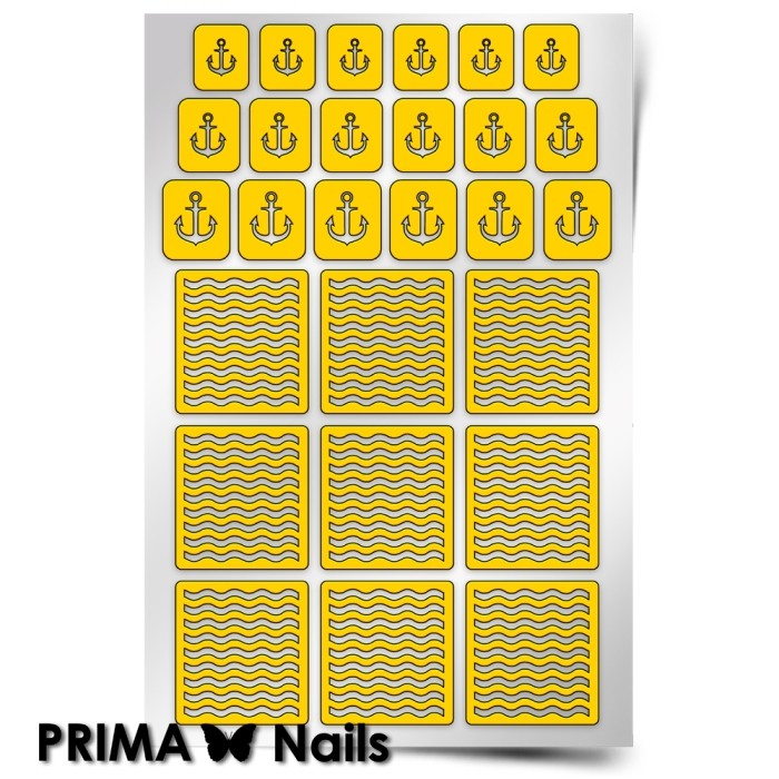 PrimaNails, Трафарет для дизайна ногтей (Морской микс)