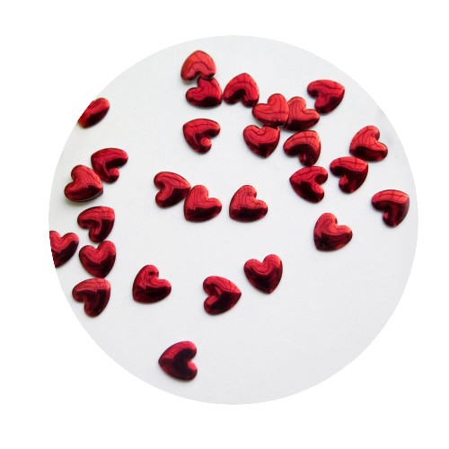 Сердце для дизайна ногтей (красный, 4-6 мм), 200 шт