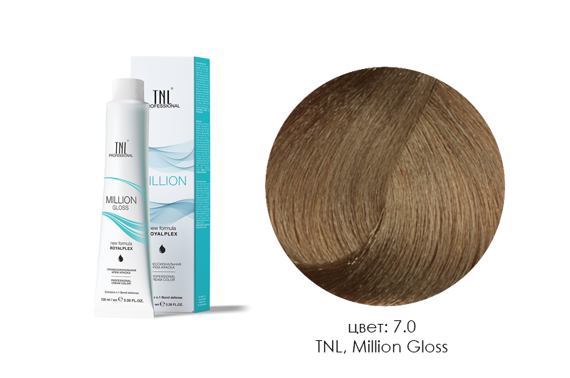 TNL, Million Gloss - крем-краска для волос (7.0 Блонд), 100 мл