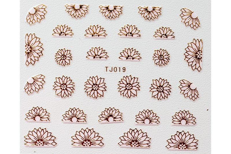 Объемные наклейки, розовый с золотом (tjpg019)