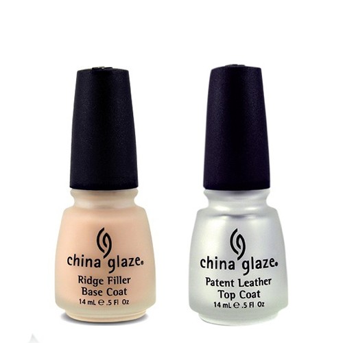 China Glaze, набор из базы и топа для лака (Ridge Filler и Patent Leather), 14 мл