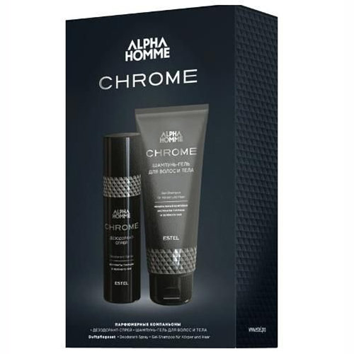 Estel, Alpha Homme Chrome - парфюмерные компаньоны (шампунь-гель, дезодорант-спрей)
