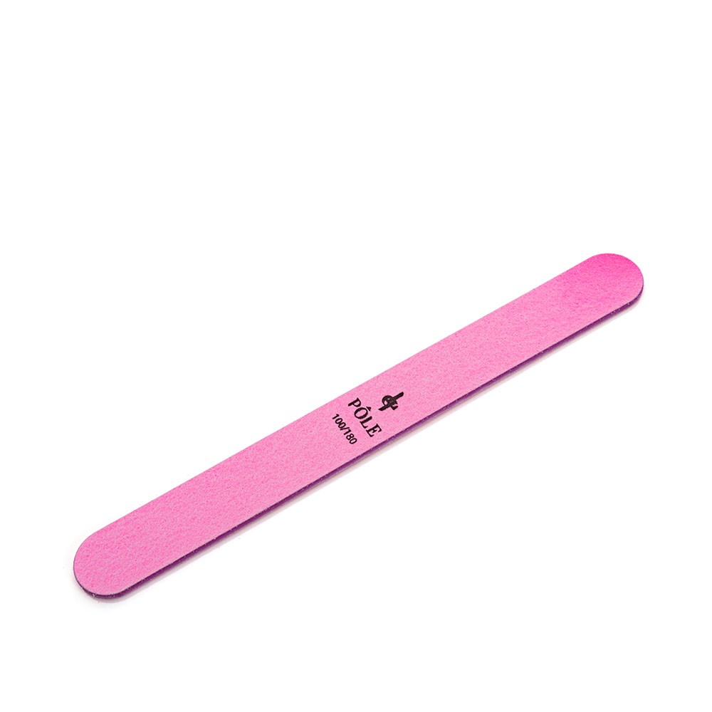 POLE, пилка для ногтей тонкая 100/180 (премиум, розовая)