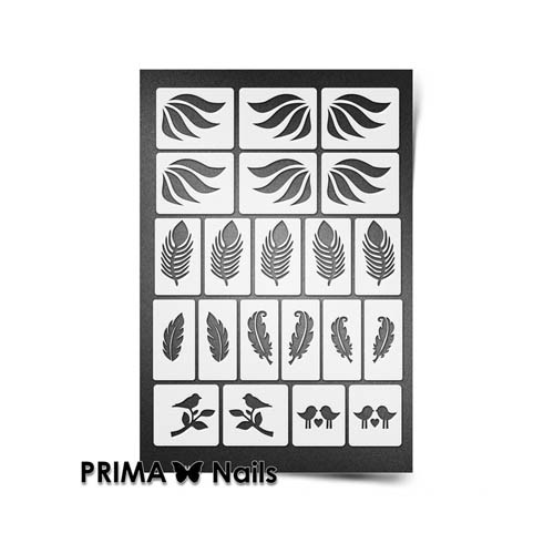 Trafaretto (Prima nails), Трафарет для дизайна ногтей (Перышки), мини формат