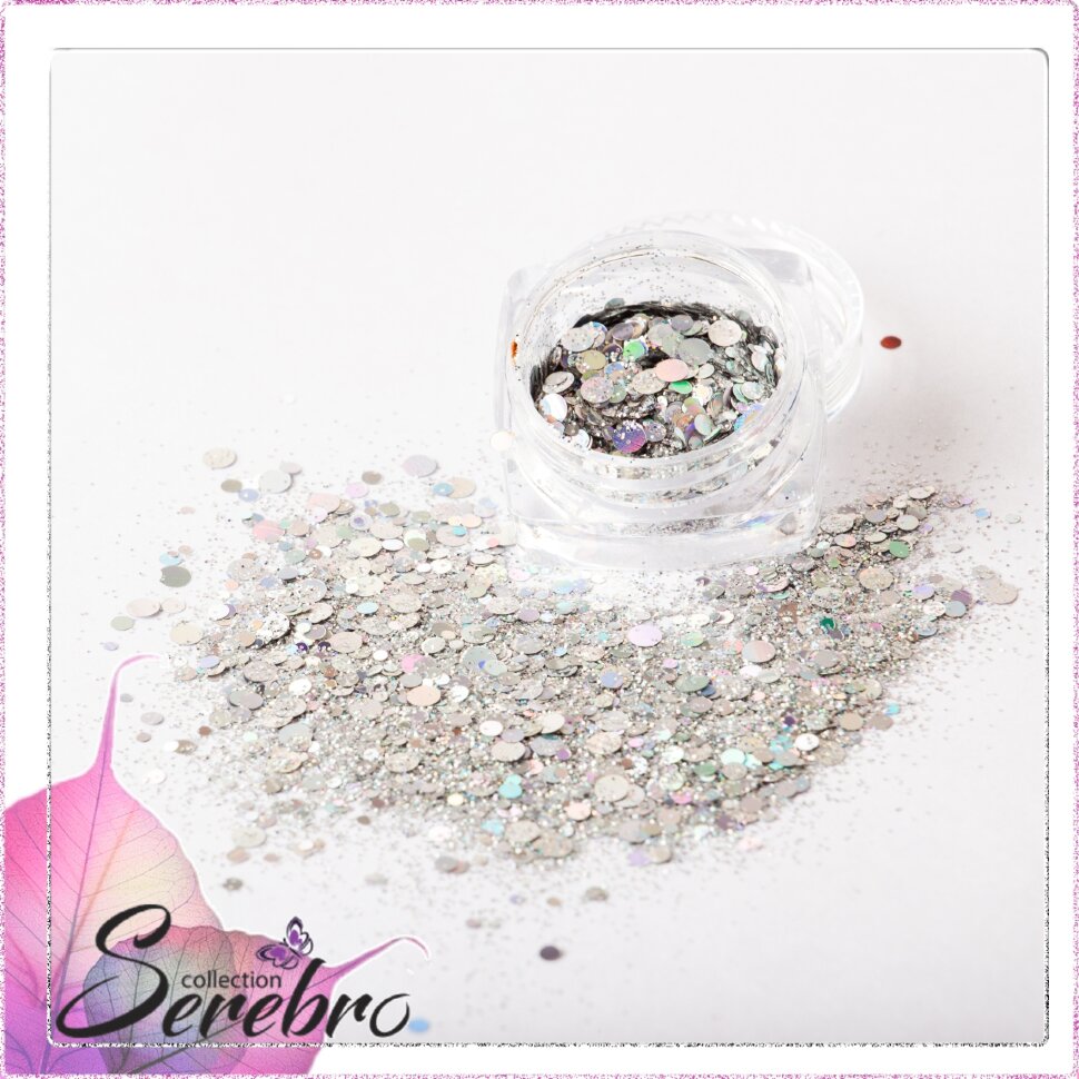 Serebro, дизайн для ногтей "Лазерный блеск" (серебро)