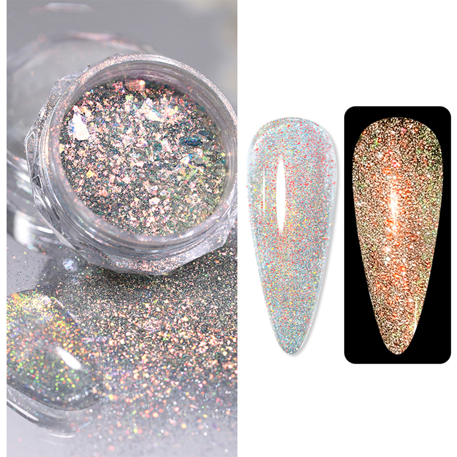 Aurora Reflective Glitter Powder - светоотражающий пигмент для дизайна ногтей G011, 1 шт