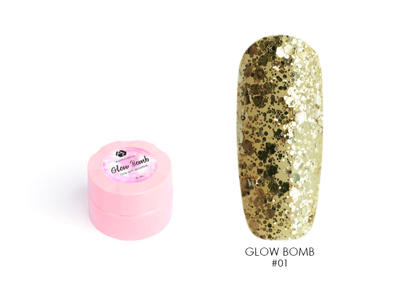 Adricoco, Glow Bomb - гель для дизайна (№01 "Золотой песок"), 6 мл