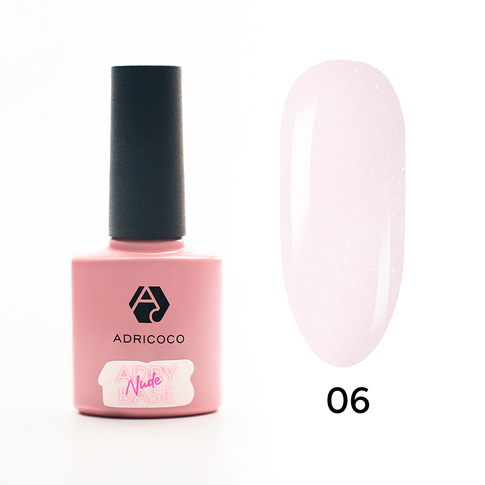 Adricoco, Adry Nude Base - жесткая база для гель-лака с шиммером №06, 8 мл Adricoco, Adry Nude Base - жесткая база для гель-лака с шиммером №06, 8 мл