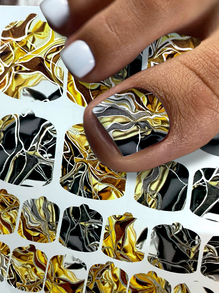 Дизайн ногтей. Товар: Anna Tkacheva, наклейки пленки для педикюра с фольгой VIP-047