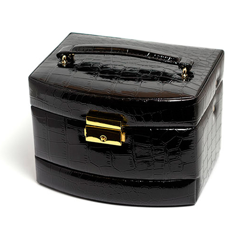TNL, шкатулка для украшений Mini Automatic черная (имитация кожи крокодила)