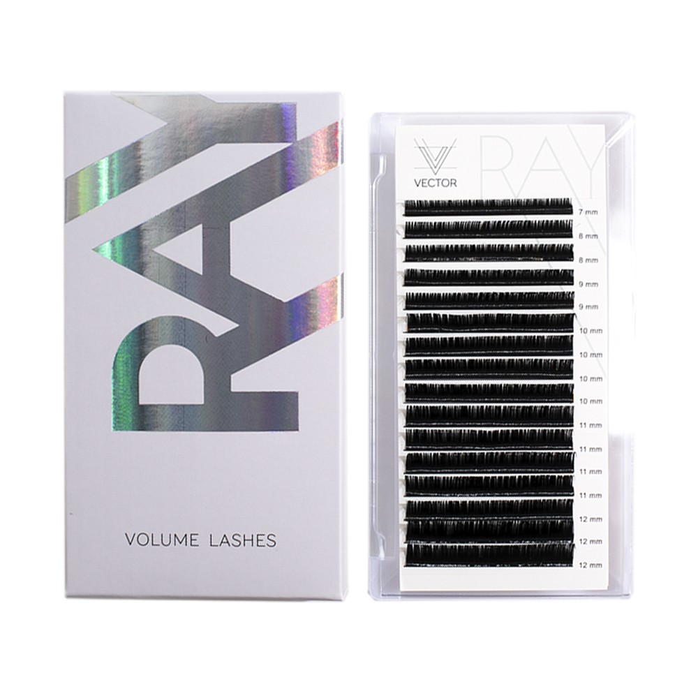 VECTOR RAY, Volume Lashes - микс ресниц для наращивания (изгиб C/Толщ.0,10 мм/Длина 7-12)