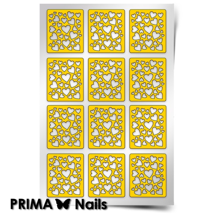 PrimaNails, Трафарет для дизайна ногтей (Принт «Сердца 1»)
