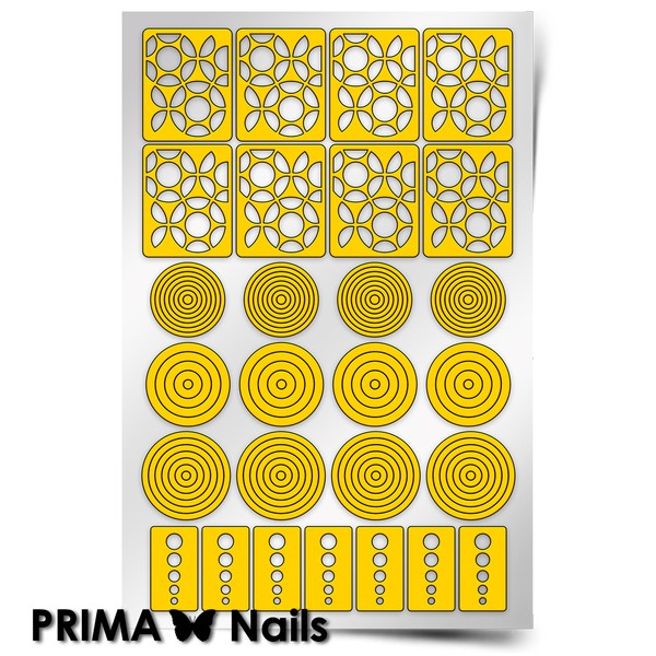 PrimaNails, Трафарет для дизайна ногтей (Геометрия. Круги)