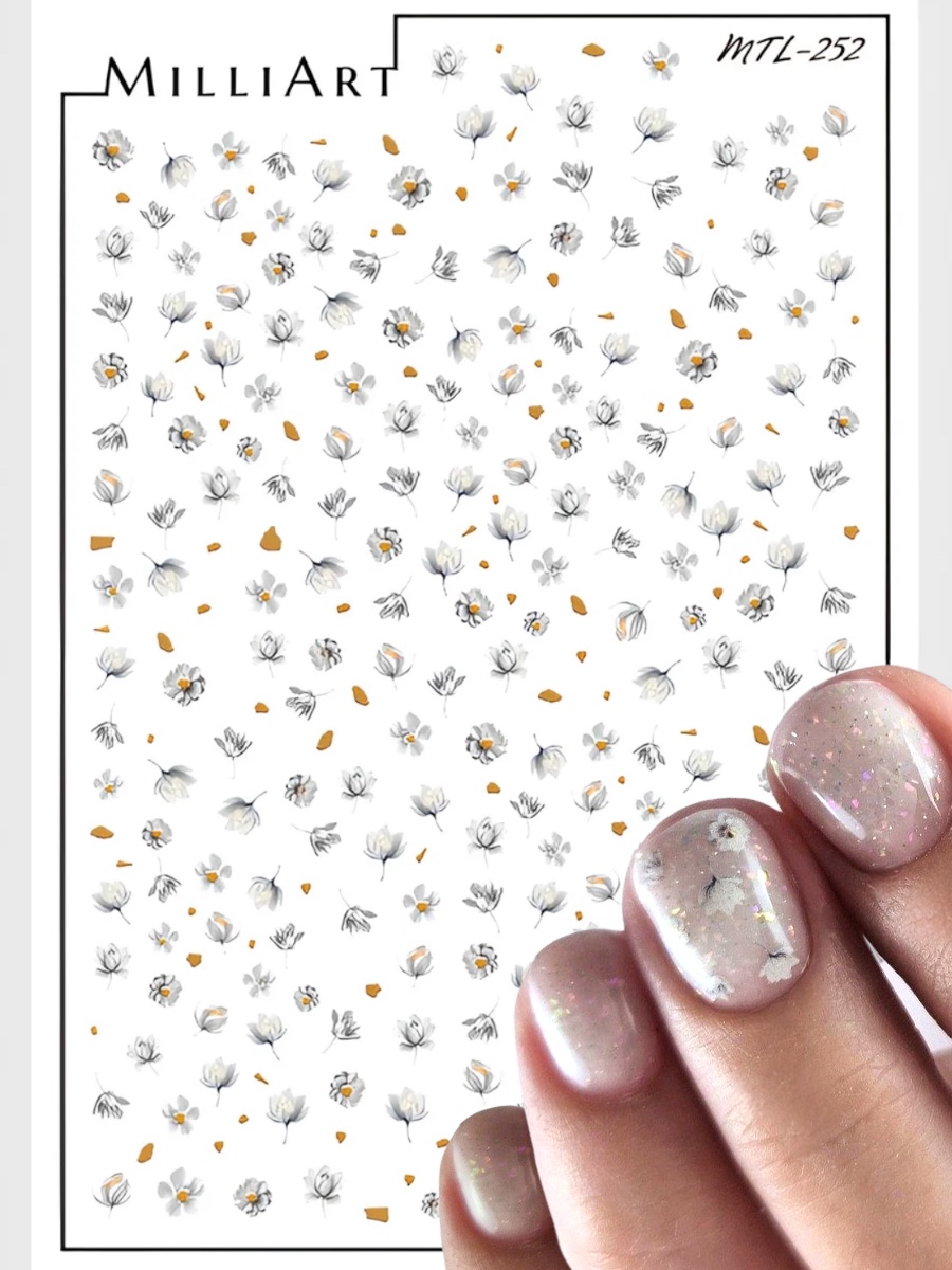 Дизайн ногтей. Товар: Anna Tkacheva, слайдер-дизайн MilliArt металлик MTL-252 (золото)