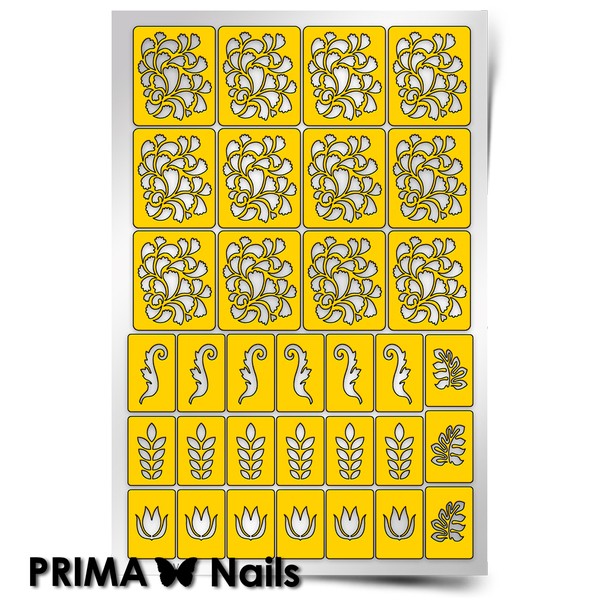 PrimaNails, Трафарет для дизайна ногтей (Растительный узор - 2)