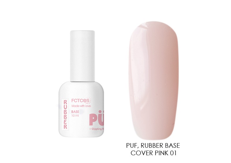 PUF, Rubber Base cover pink - камуфлирующая каучуковая база (№01), 10 мл