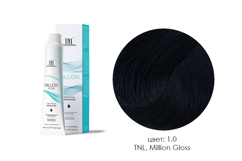 TNL, Million Gloss - крем-краска для волос (1.0 Черный), 100 мл