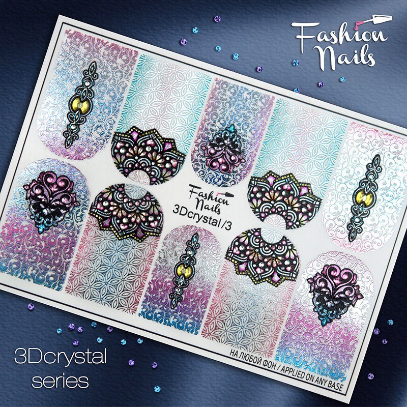 Fashion Nails, слайдер-дизайн "3D crystal" №03