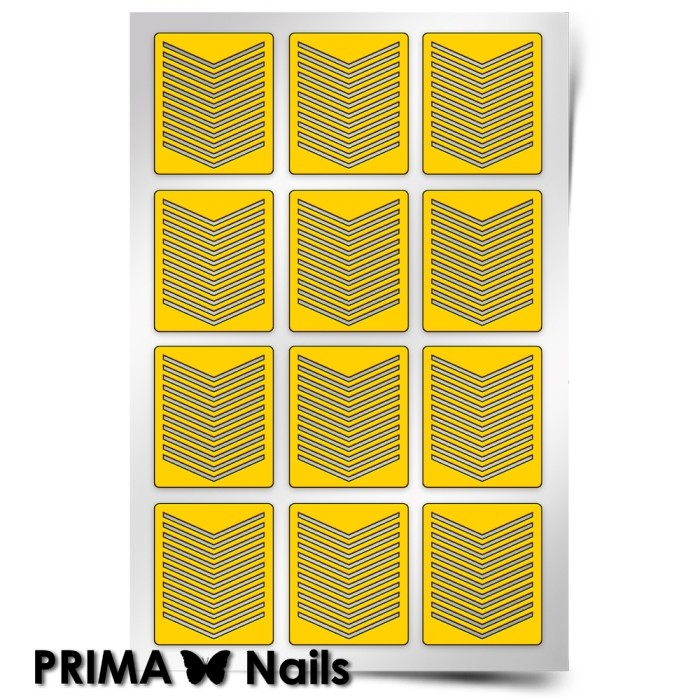 PrimaNails, Трафарет для дизайна ногтей (Принт «Шевроны тонкие»)