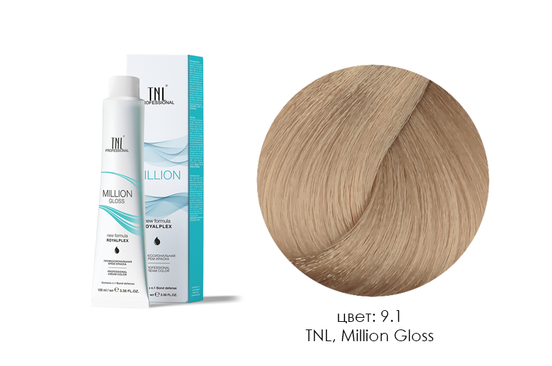 TNL, Million Gloss - крем-краска для волос (9.1 Очень светлый блонд пепельный), 100 мл