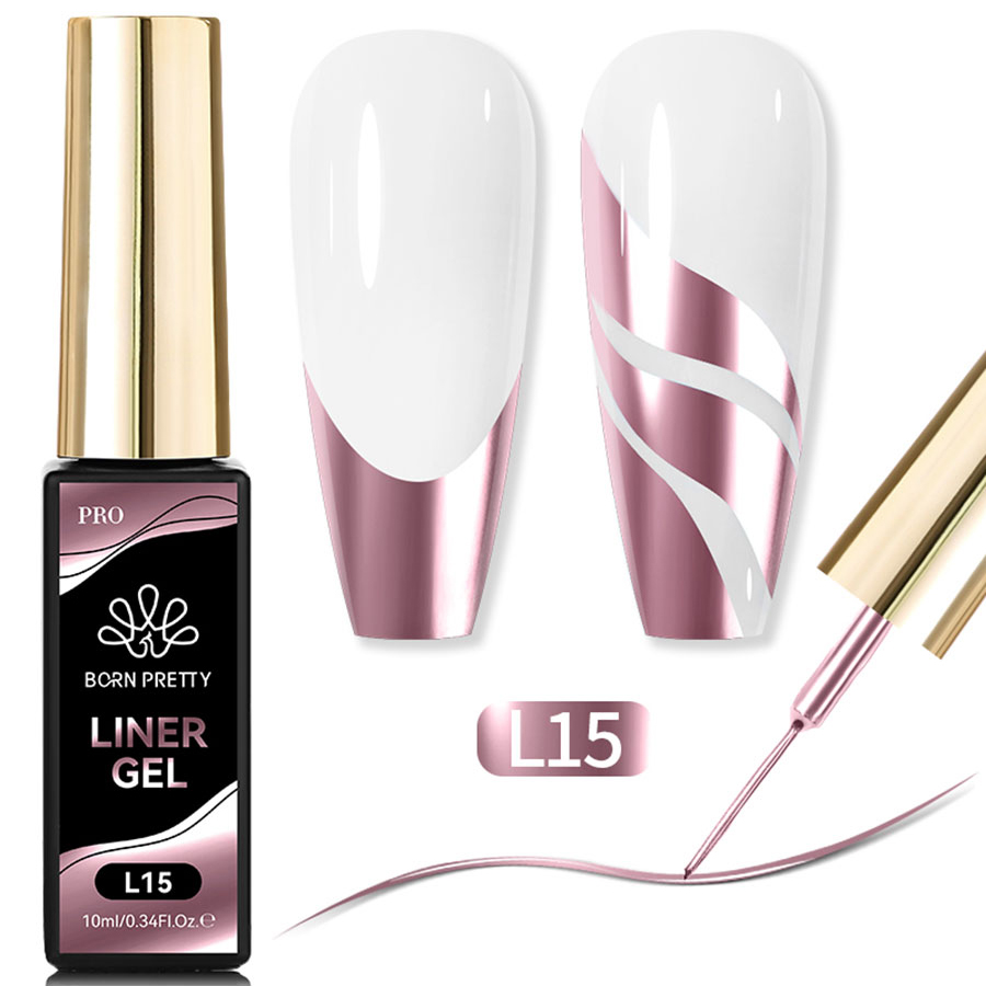 Born Pretty, Pure Color Liner Gel - гель-лак с тонкой кистью для дизайна ногтей L15, 10 мл