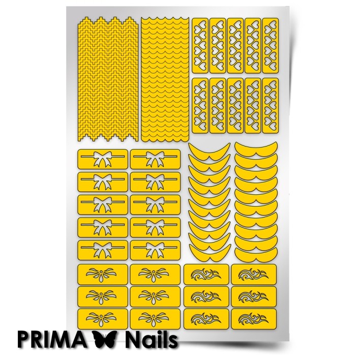 PrimaNails, Трафарет для дизайна ногтей (Френч и лунки. Фантазия)