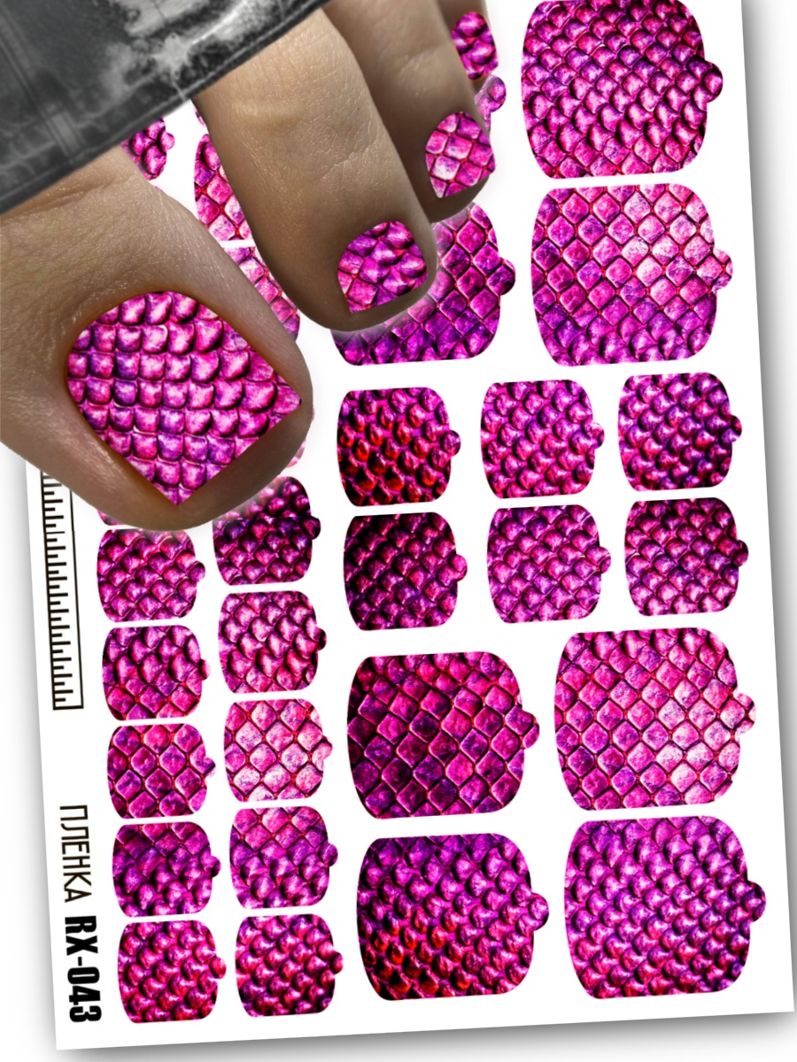 Дизайн ногтей. Товар: Anna Tkacheva, металлизированные наклейки пленки для педикюра RX-043