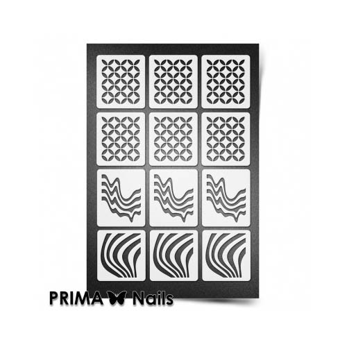 PrimaNails, Трафарет для дизайна ногтей (Иллюзия), мини формат