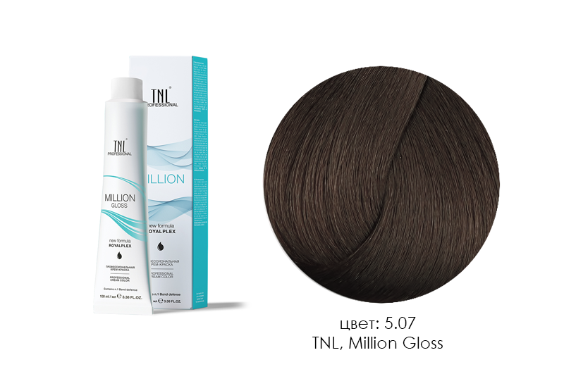 TNL, Million Gloss - крем-краска для волос (5.07 Светлый коричневый холодный), 100мл