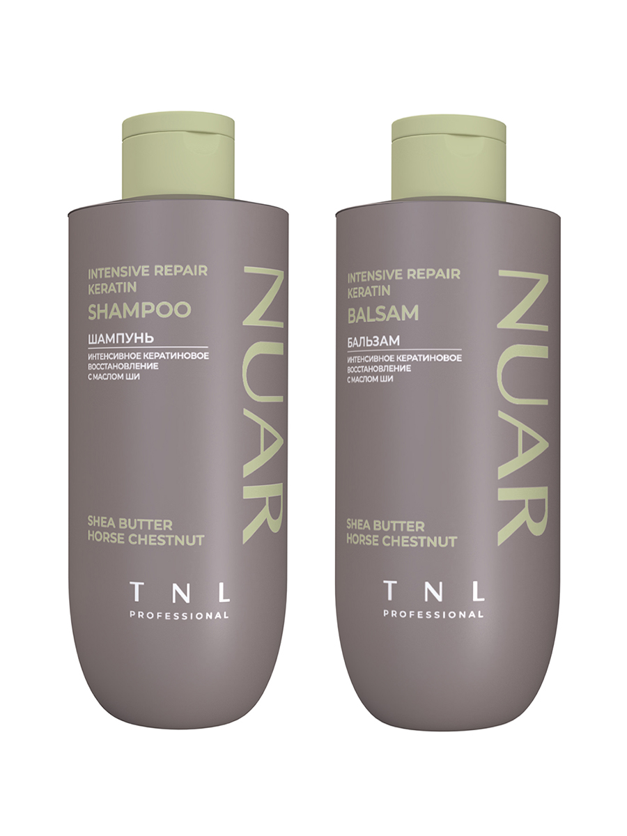 TNL, набор №233 шампунь и бальзам для волос интенсивное кератиновое восстановление NUAR, 2 х 400 мл