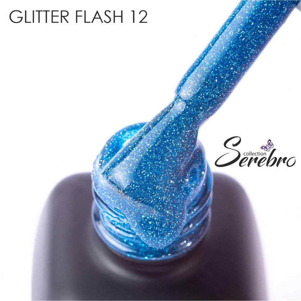 Serebro, гель-лак светоотражающий "Glitter flash" (№12), 11 мл
