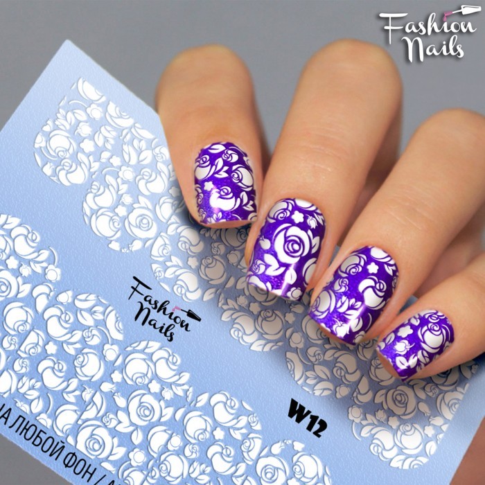 Fashion Nails, слайдер-дизайн "White" №12 Fashion Nails, слайдер-дизайн "White" №12