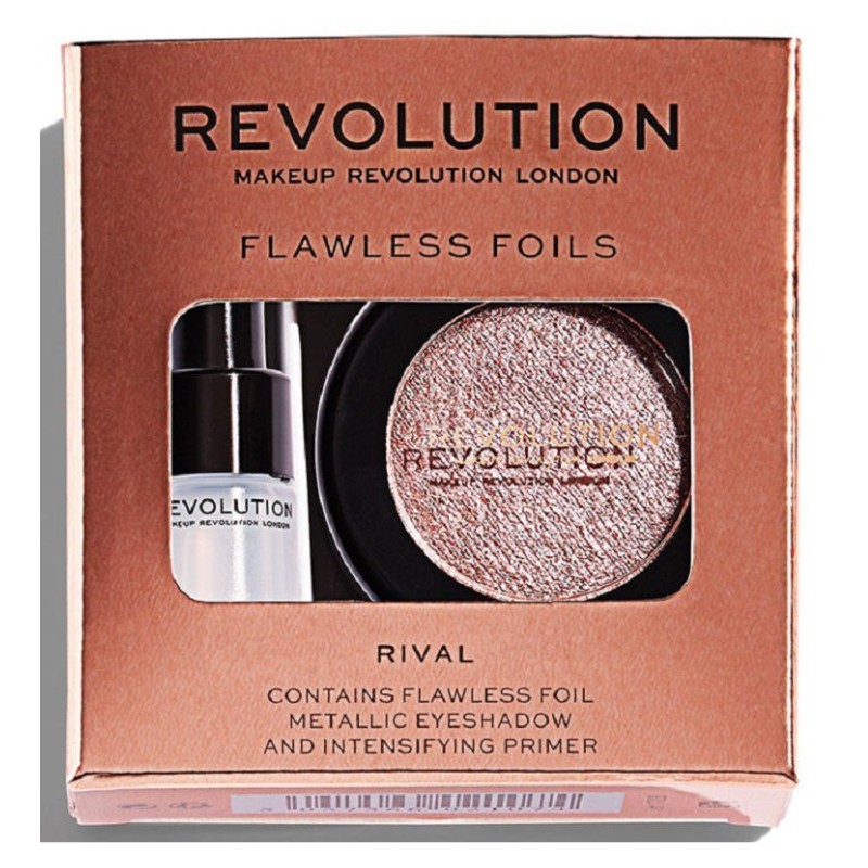 Makeup Revolution, Flawless Foils - тени и праймер (Rival)